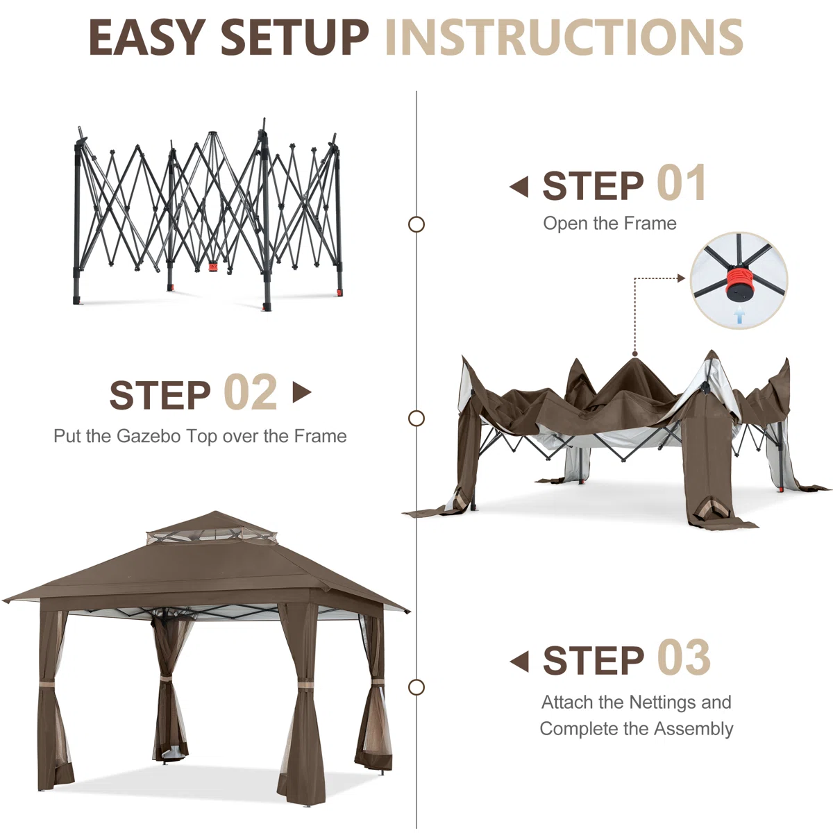 13 Ft. W x 13 Ft. D Steel Patio Gazebo