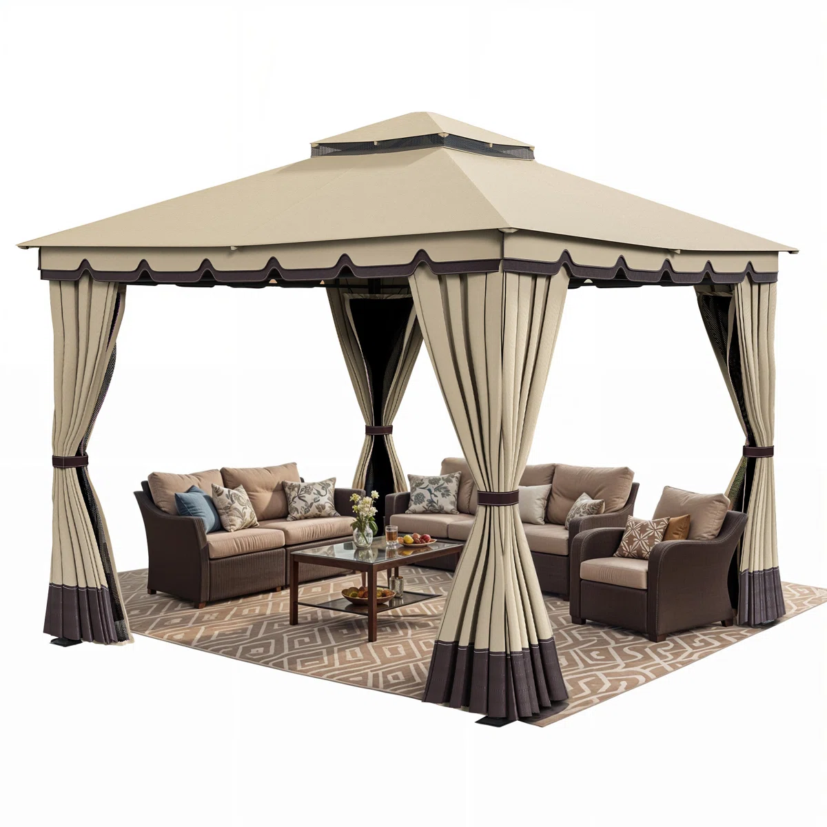 Aluminum Patio  Grill Gazebo-10 Ft. W x 10 Ft. D -Beige 