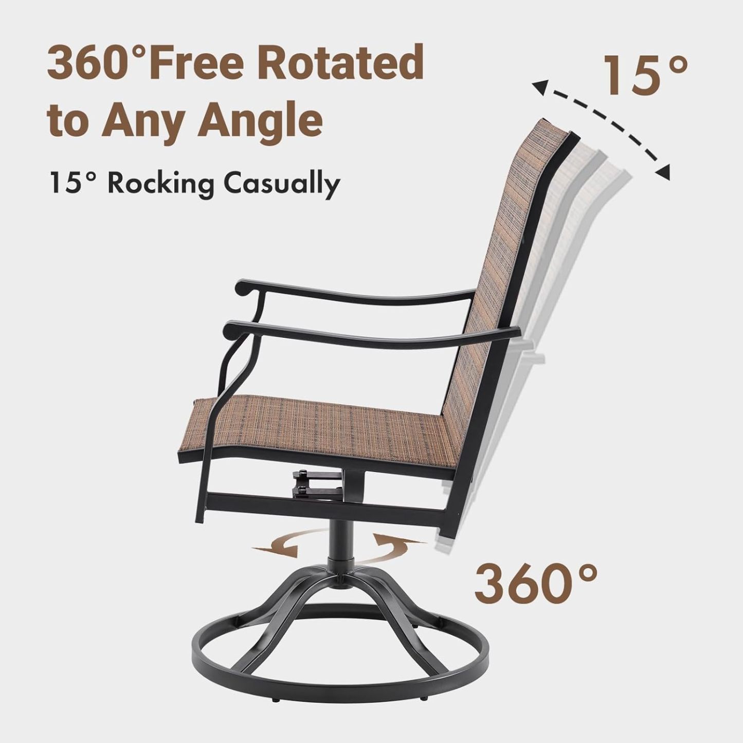 360°Swivel Patio Dining Chair with Textilene Fabric