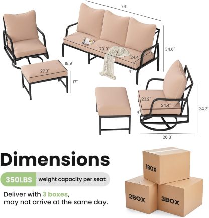 2 x Outdoor Swivel Chair, 1 x 3-Seats Sofa and 2 x Ottoman