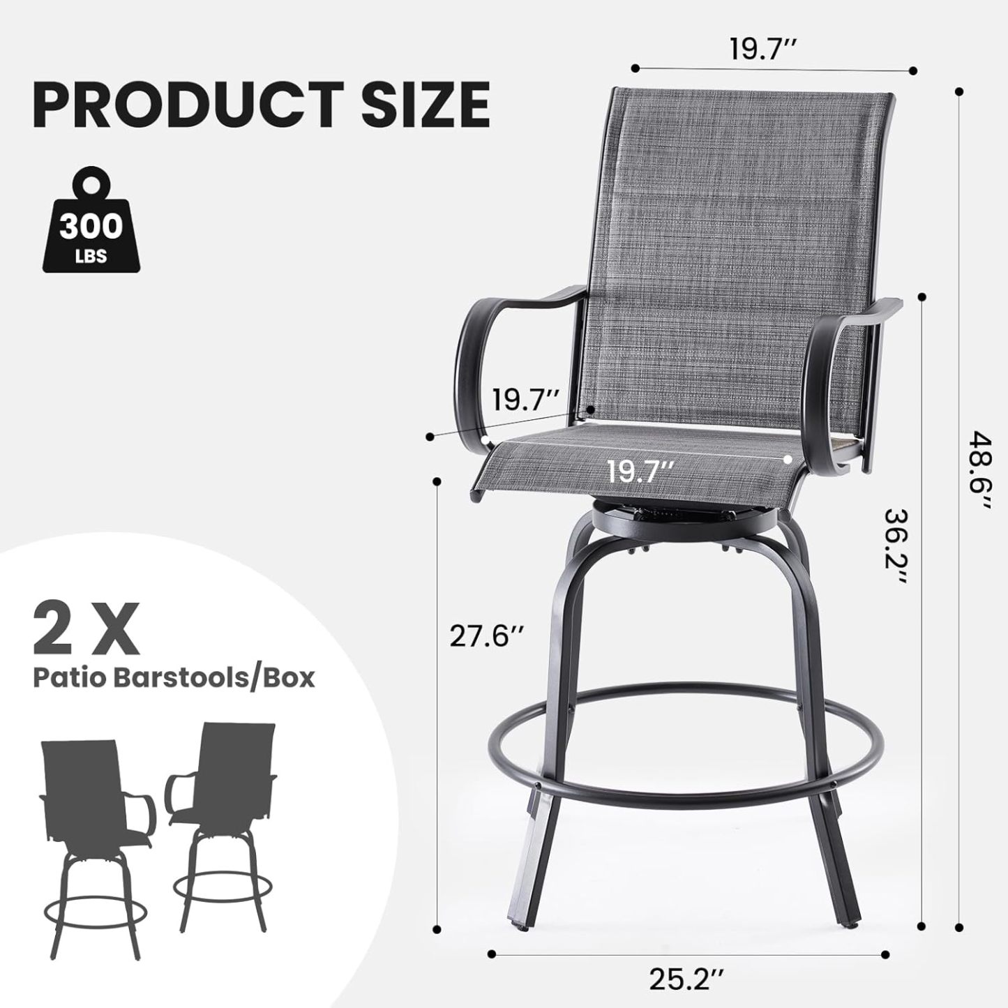 Swivel Patio Bar Stools Set of 2