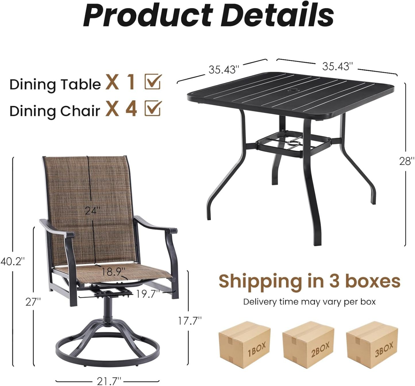 5-Piece Outdoor Table and Chairs Set