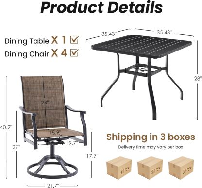 5-Piece Outdoor Table and Chairs Set