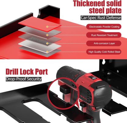 Power Tool Organizer Wall Mount with 4-Outlet Power Strip