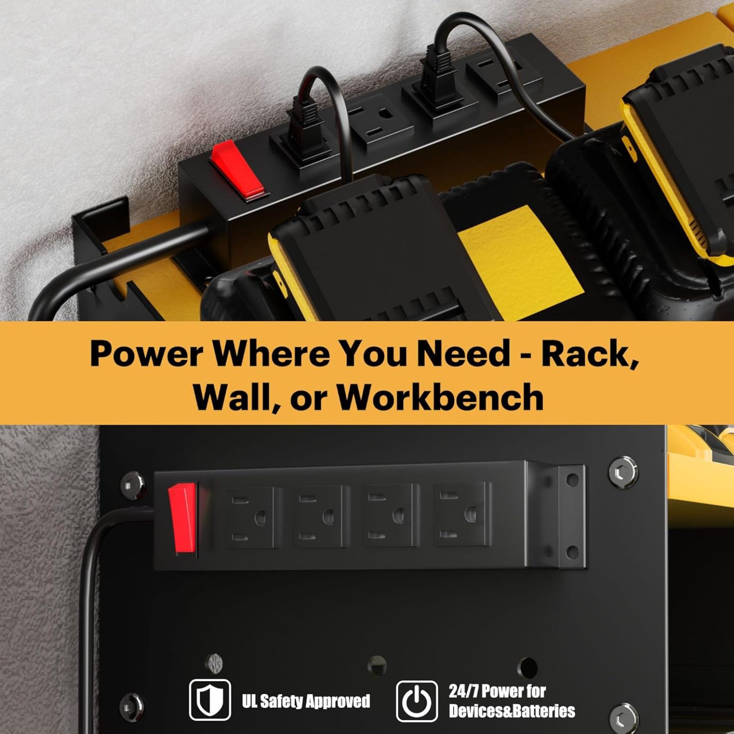 3 Layer Heavy Duty Metal Tool Storage Rack Loads 420lbs with 6 Cordless Drill Holder