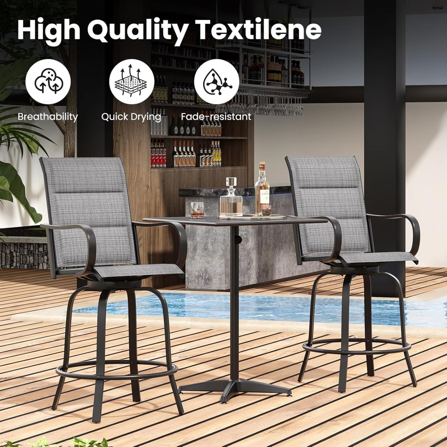 Swivel Patio Bar Stools Set of 2