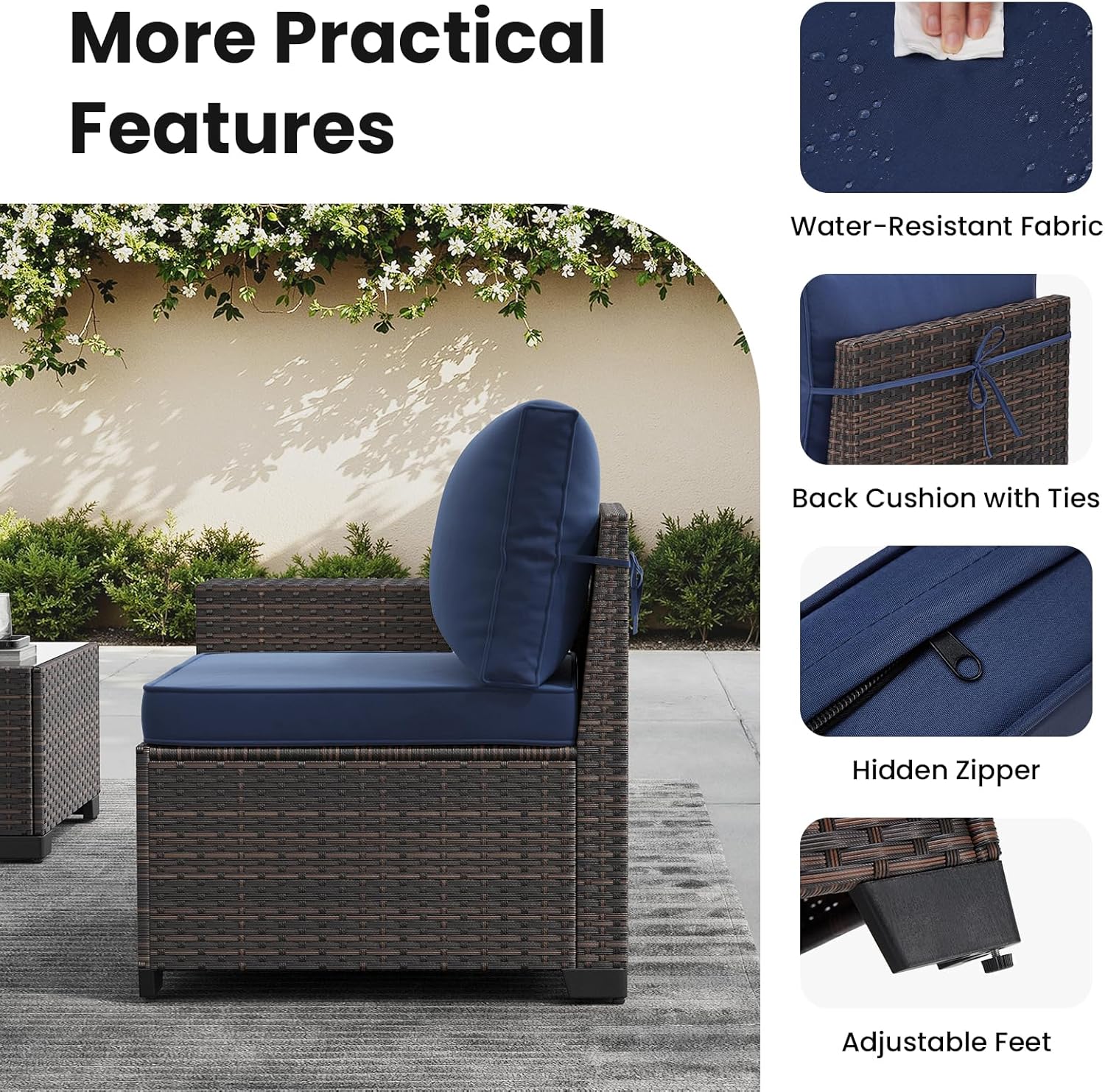 7-Piece Patio Furniture Set with 44" Fire Pit Table