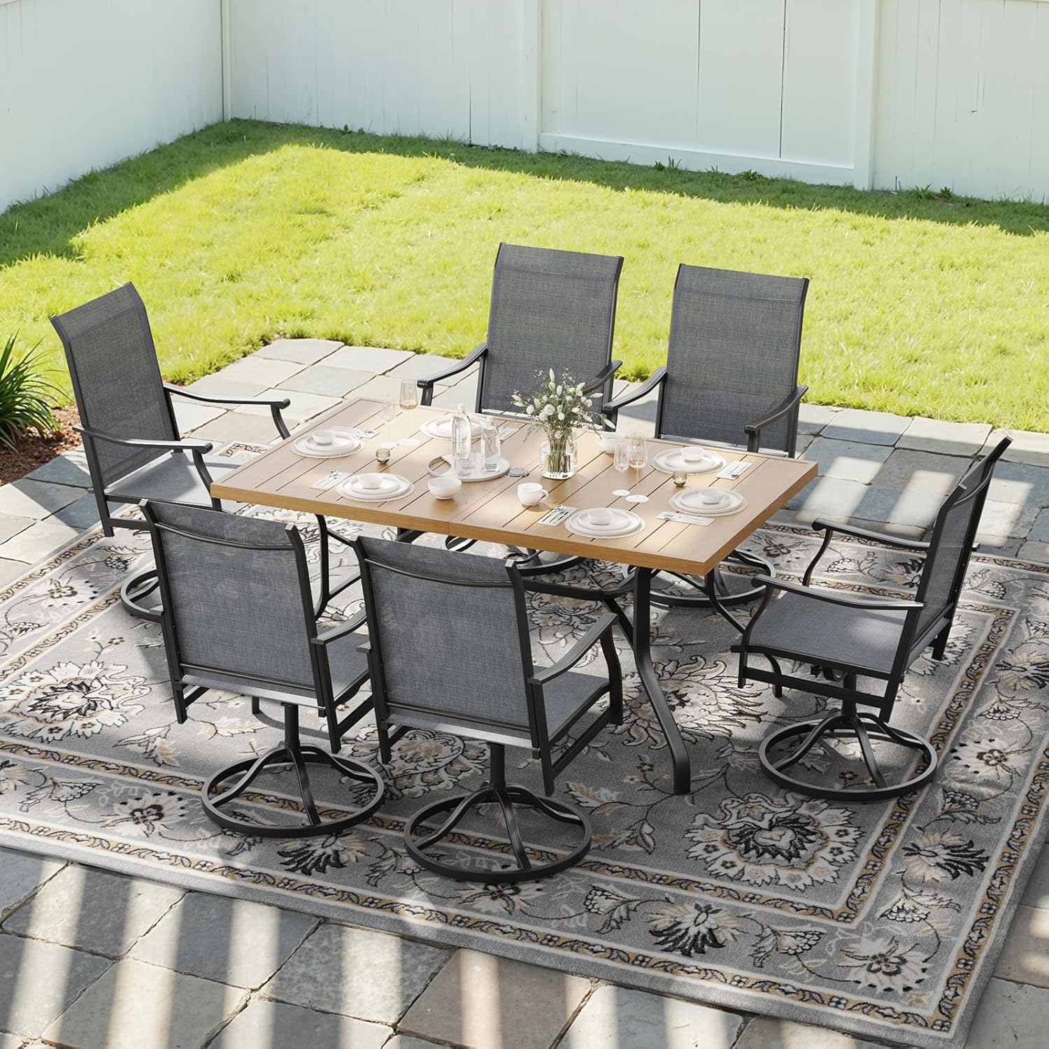 Patio Dining Table and Chairs Set for 6