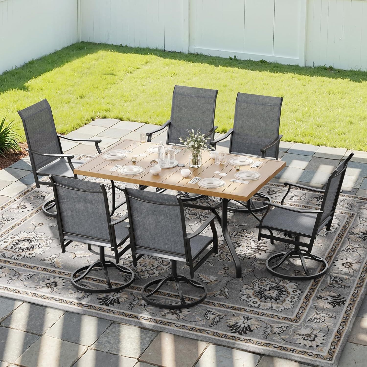 Patio Dining Table and Chairs Set for 6