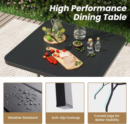Square Outdoor Dining Table with 1.57" Umbrella Hole