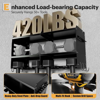 Power Tool Organizer Wall Mount with Charging Station