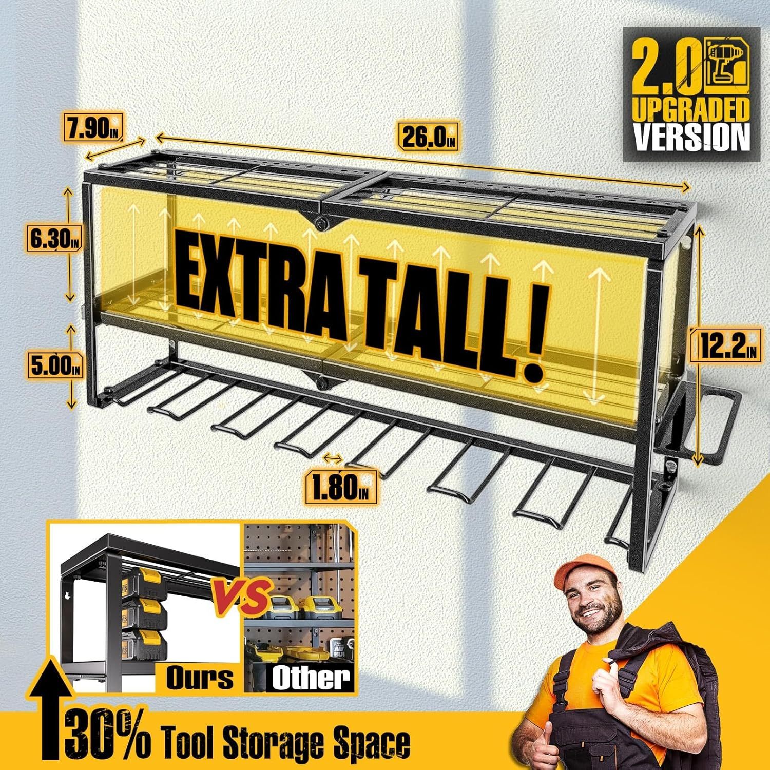 Drill Holder Wall Mount with Screwdriver Organizer