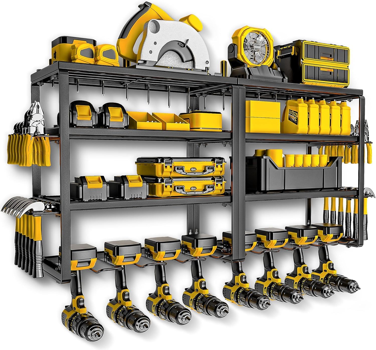 4 shelves 8 Slots for Cordless Drill in Garage/Workshop/Pegboard/Shed