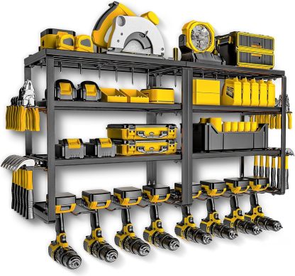4 shelves 8 Slots for Cordless Drill in Garage/Workshop/Pegboard/Shed