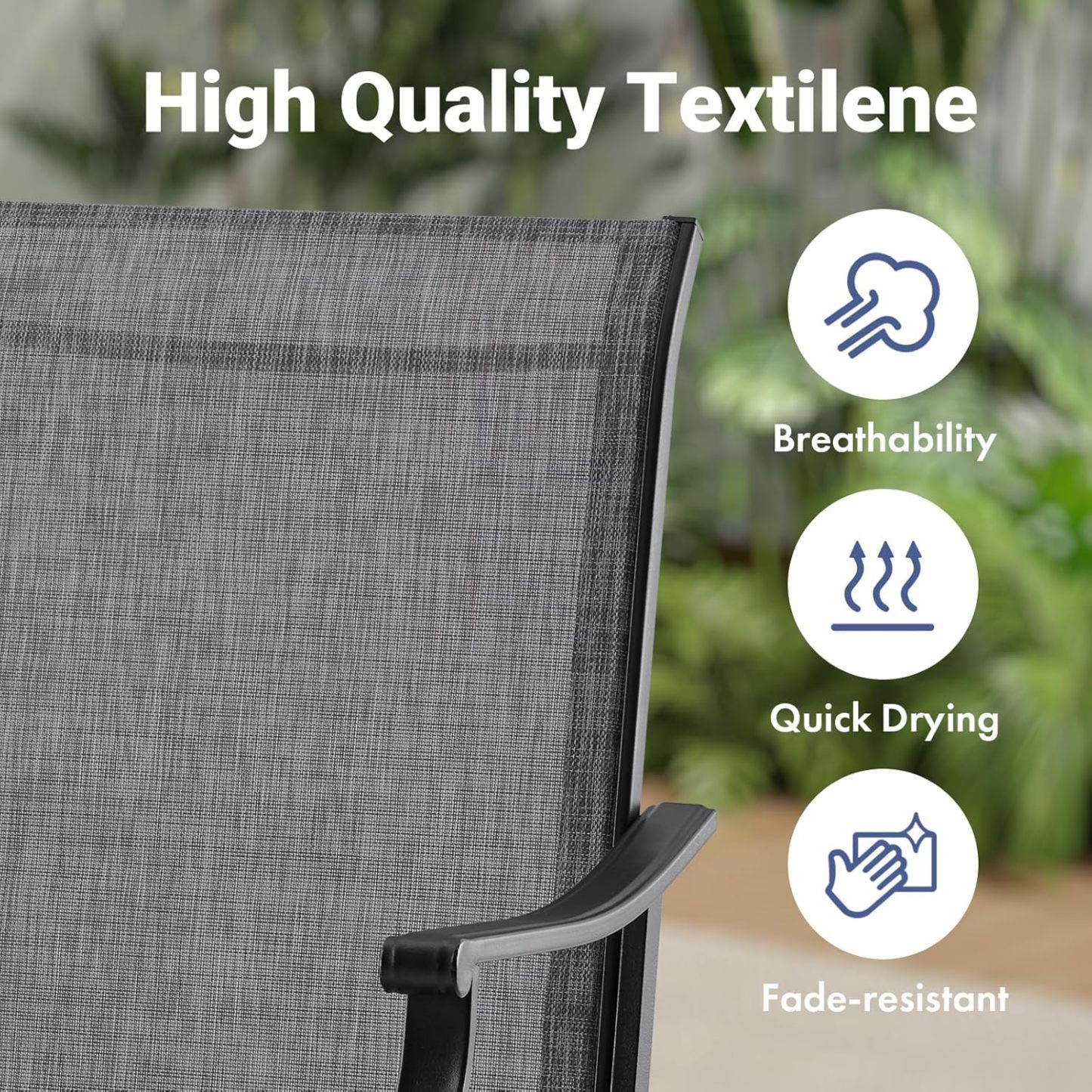 4 x Swivel Patio Chairs with Textilene Fabric and 35"x35" Outdoor Dining Table