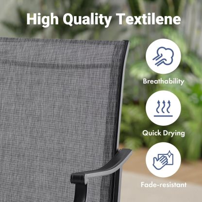 4 x Swivel Patio Chairs with Textilene Fabric and 35"x35" Outdoor Dining Table