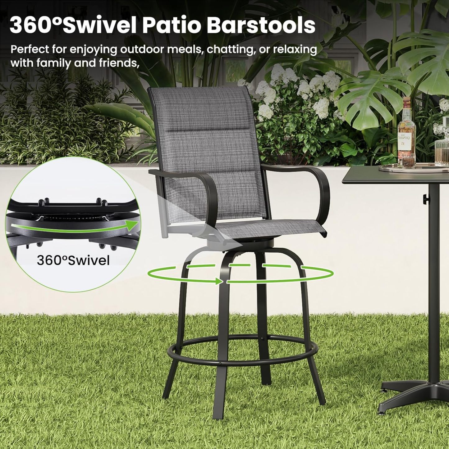 Swivel Patio Bar Stools Set of 2