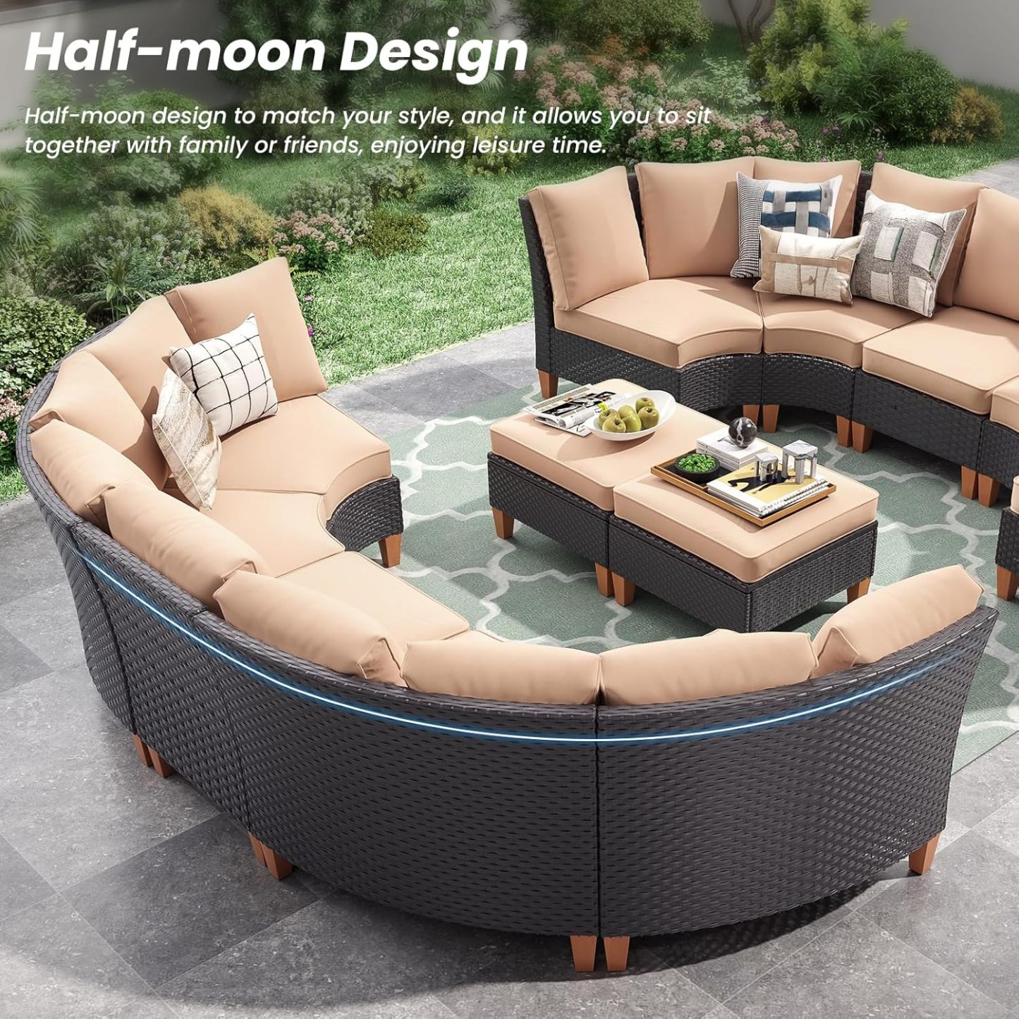 12 Piece Outdoor Sectional Furniture Set with Cushions