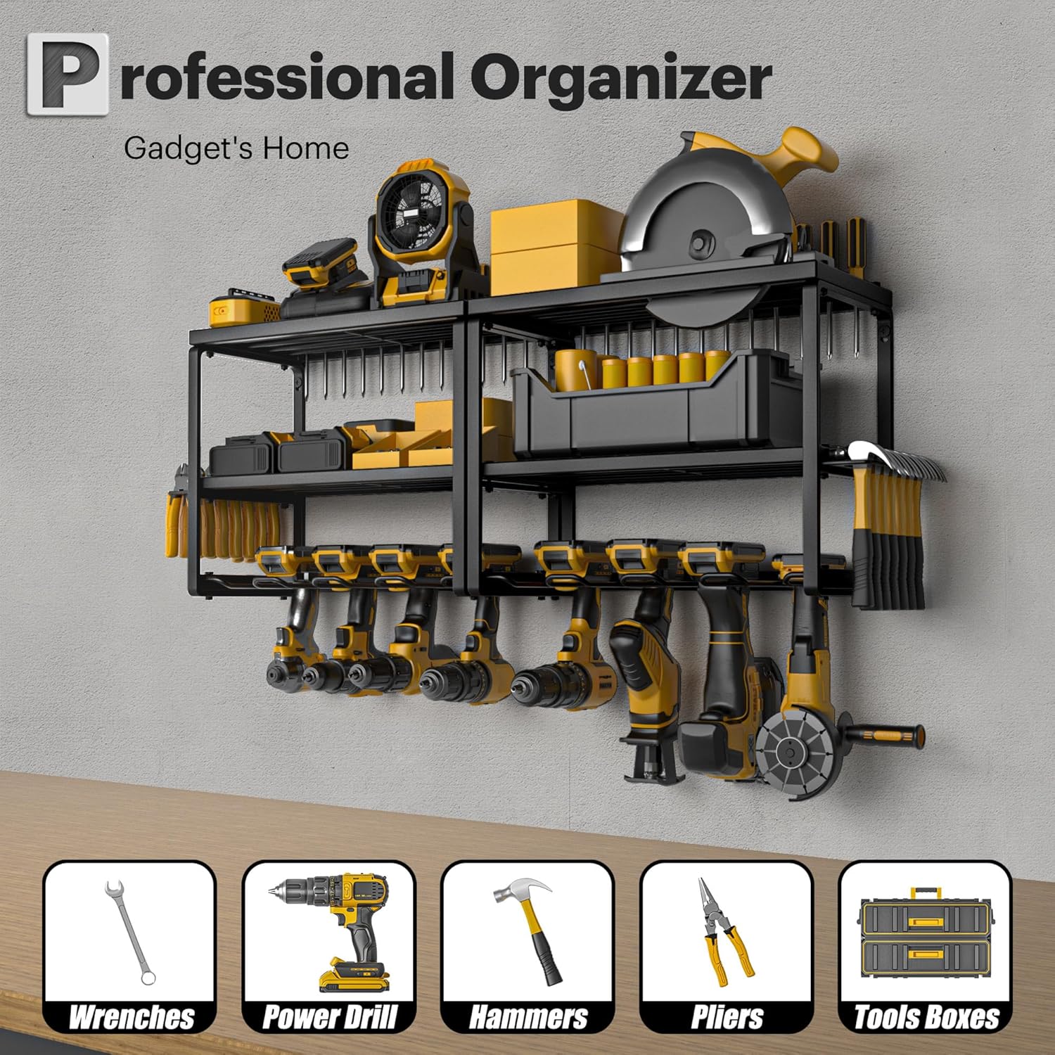 8 Slots 3 Layer Heavy Duty Metal & Max 150lb load Cordless Power Dill Holde