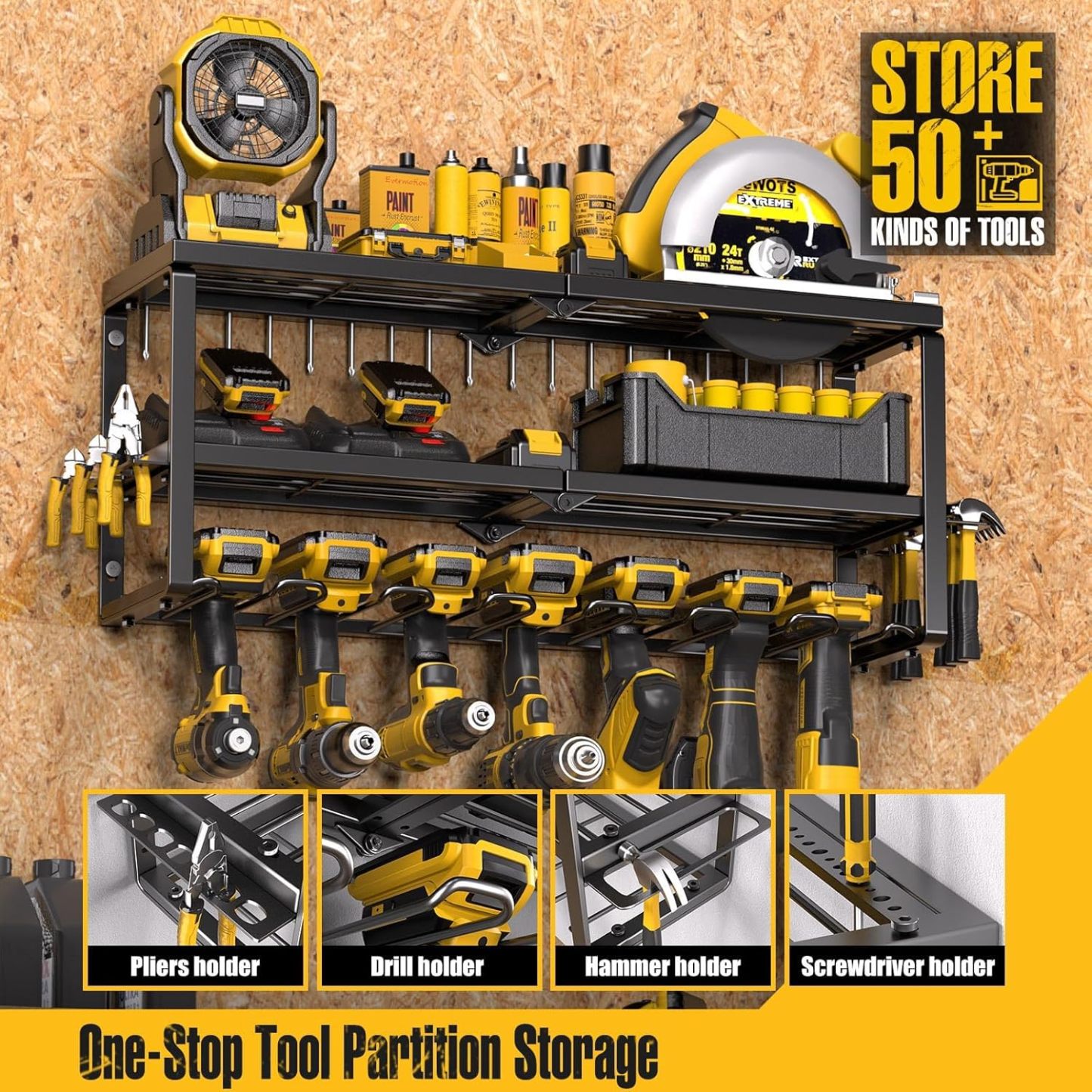 Drill Holder Wall Mount with Screwdriver Organizer