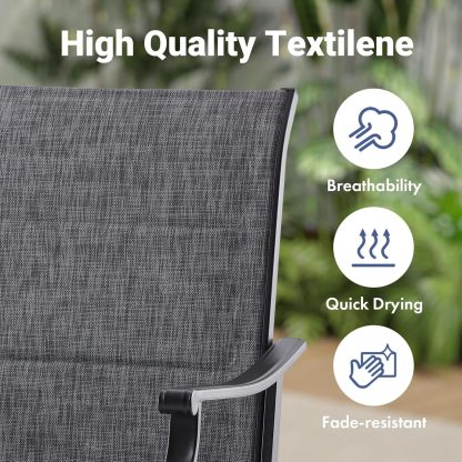 Patio Swivel Dining Chair with Textilene Fabric