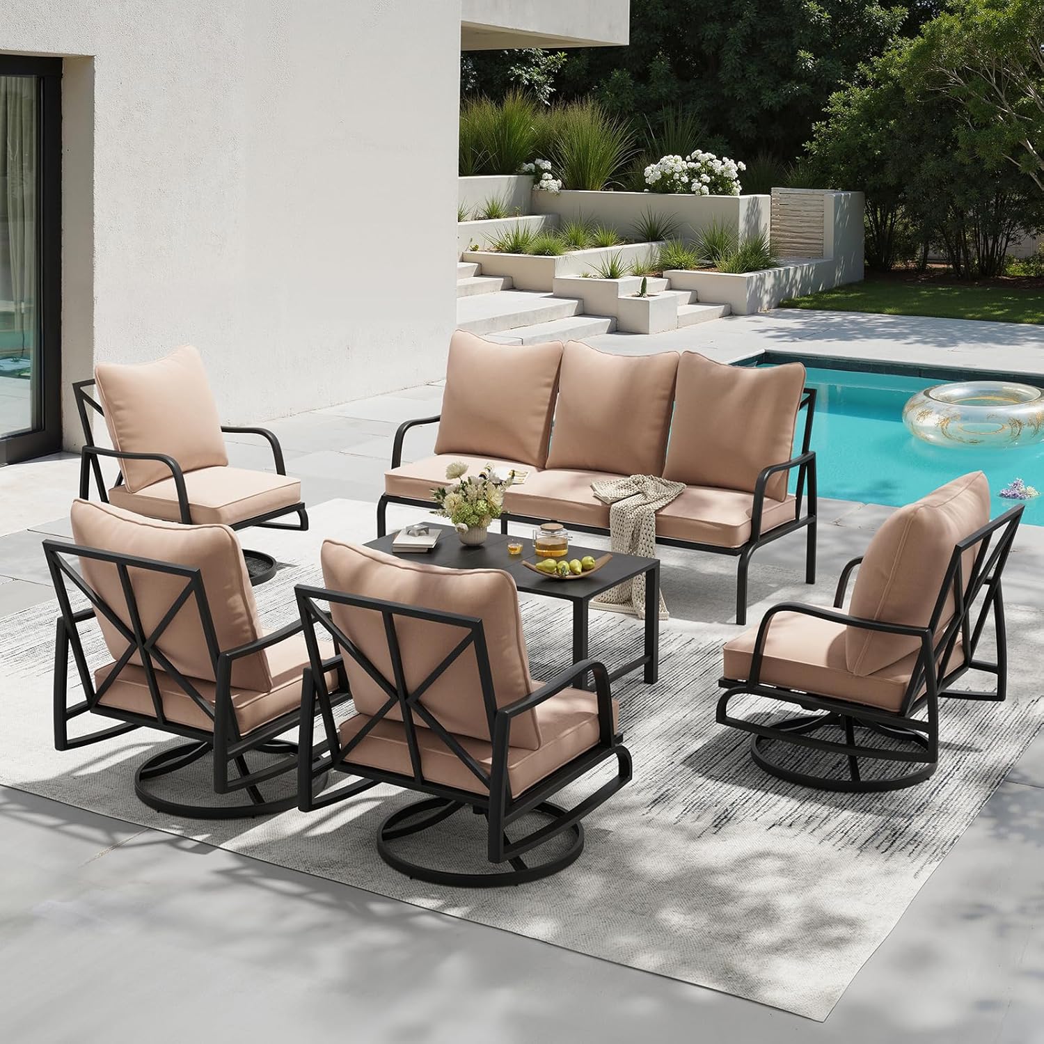 Outdoor Metal Conversation Set for Porch, Balcony, and Backyard