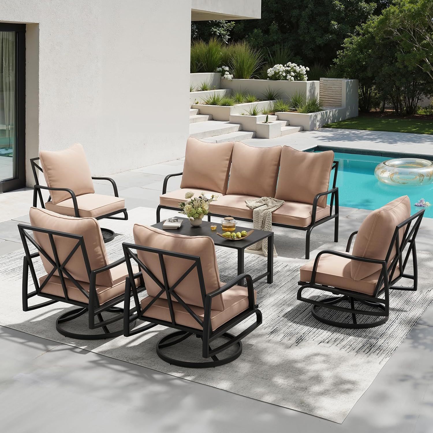 Outdoor Metal Conversation Set for Porch, Balcony, and Backyard