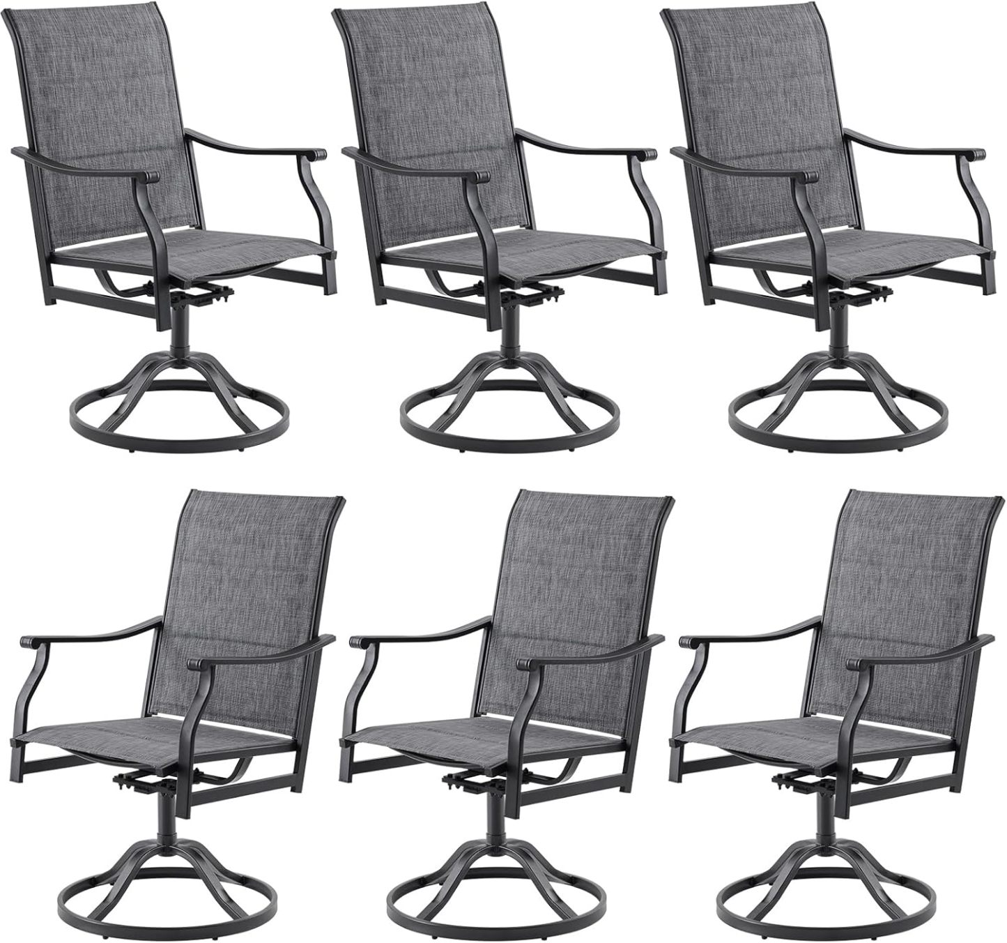 Patio Swivel Dining Chair with Textilene Fabric