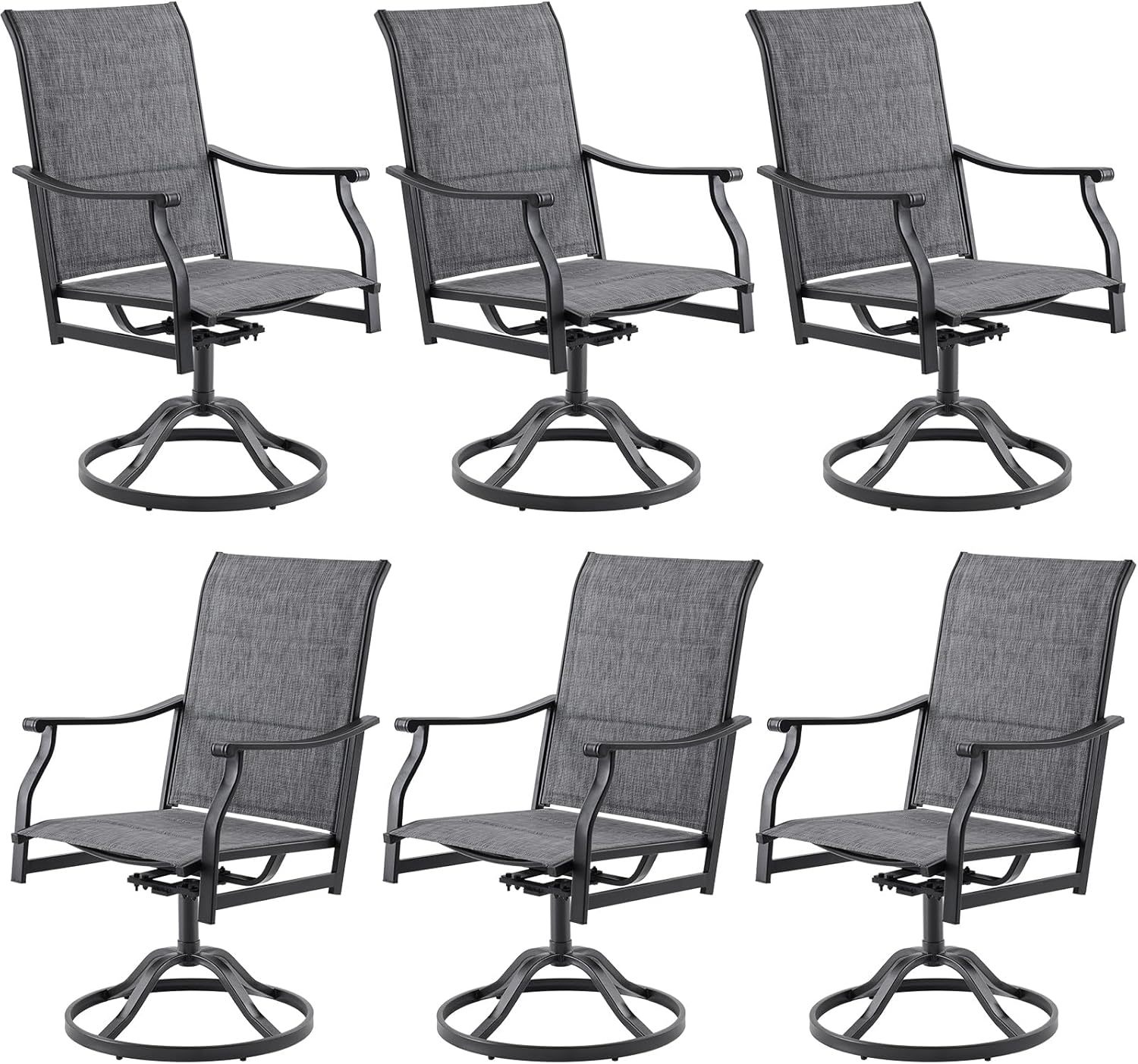 Patio Swivel Dining Chair with Textilene Fabric