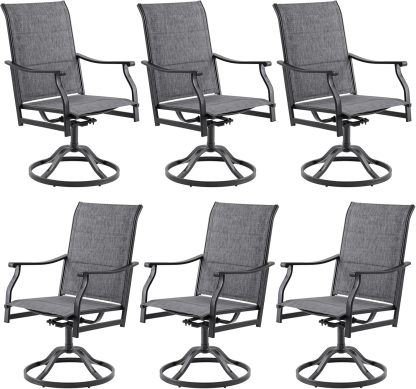 Patio Swivel Dining Chair with Textilene Fabric