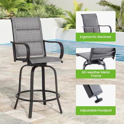 Swivel Patio Bar Stools Set of 2