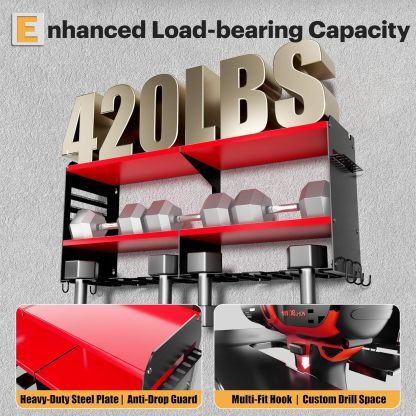 Tool Battery Holder with 6 Outlet Power Strip