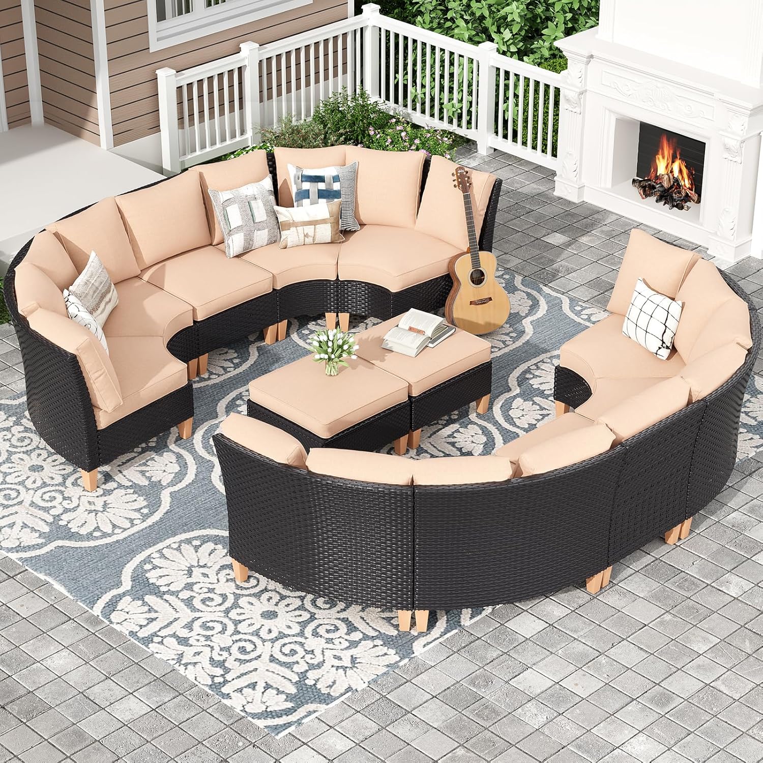 12 Piece Outdoor Sectional Furniture Set with Cushions