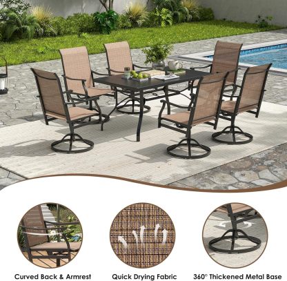 360°Swivel Patio Dining Chair with Textilene Fabric