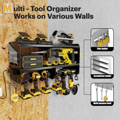 Power Tool Organizer Wall Mount with Charging Station
