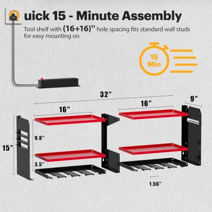 Tool Battery Holder with 6 Outlet Power Strip