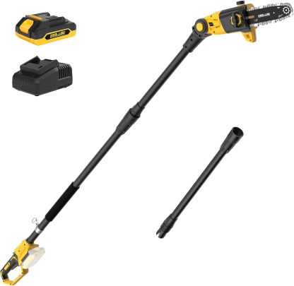 8-Inch Pole Saw for Tree Trimming Cordless 15-FT Max Reach, Auto Oiling, Tool-Less Electric Pole Saws, Tree Trimmer with Battery & Fast Charger