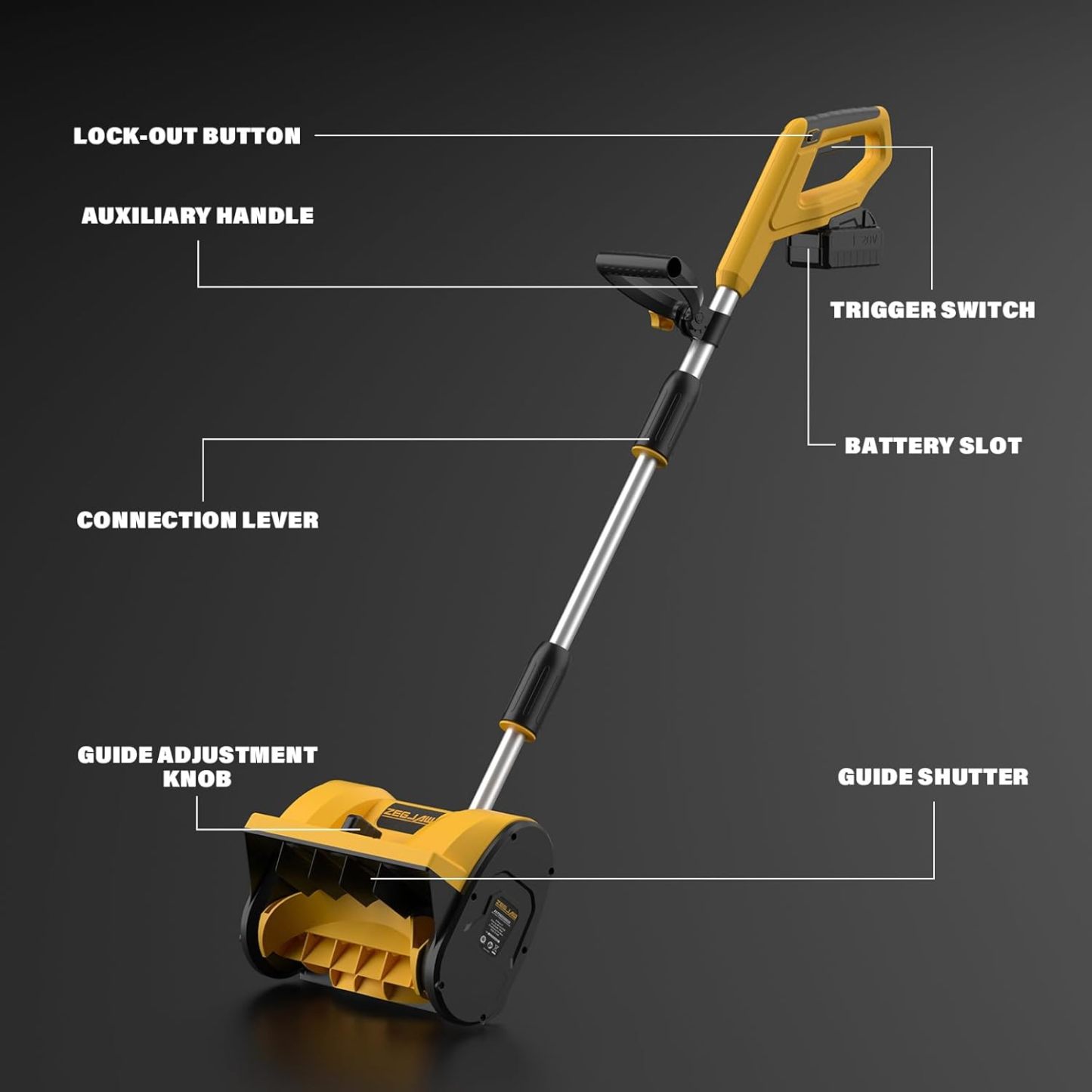 20V 12-Inch Electric Snow Shovel, Snow Blower Cordless with Directional Plate and Adjustable Front Handle (4-Ah Battery and Quick Charger Included)