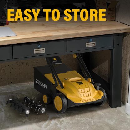 13” 12Amp Lawn Dethatcher with 4-Position Depth Adjustment, 30L Collection Bag, 2 in 1 Walk Behind Thatch Removing for Lawn