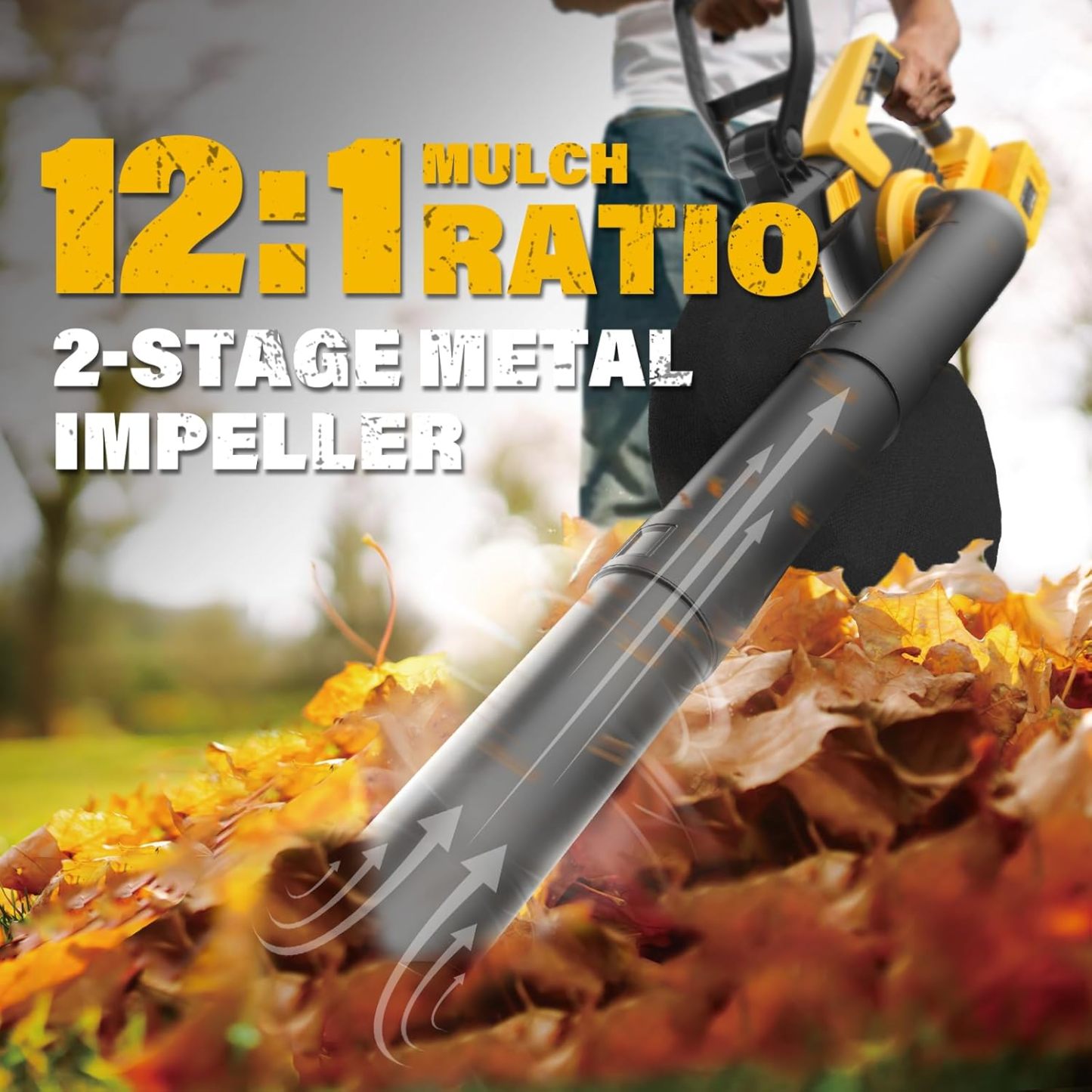 3-in-1 Leaf Vacuum Mulcher with Bag, 40V 330CFM Battery Leaf Blower with 2x4.0Ah Battery & Charger for Lawn Care, 5-Speeds Variable Control