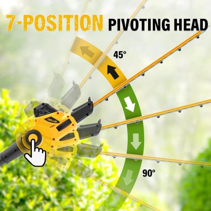 Pole Hedge Trimmer Cordless, 9-Feet Reach Power Hedge Trimmer with Extension Pole, MAX 20-inch, Multi-Angle, 2.0Ah Battery and Fast Charger Included (One Battery Pack)