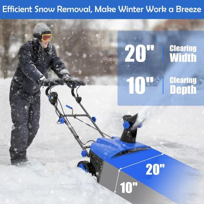 20” Corded Walk-Behind Snow Blower with 15 AMP Motor, 30 FT Throwing Distance, Directional Chute & Dual LED Lights, Electric Snow Thrower Shovel
