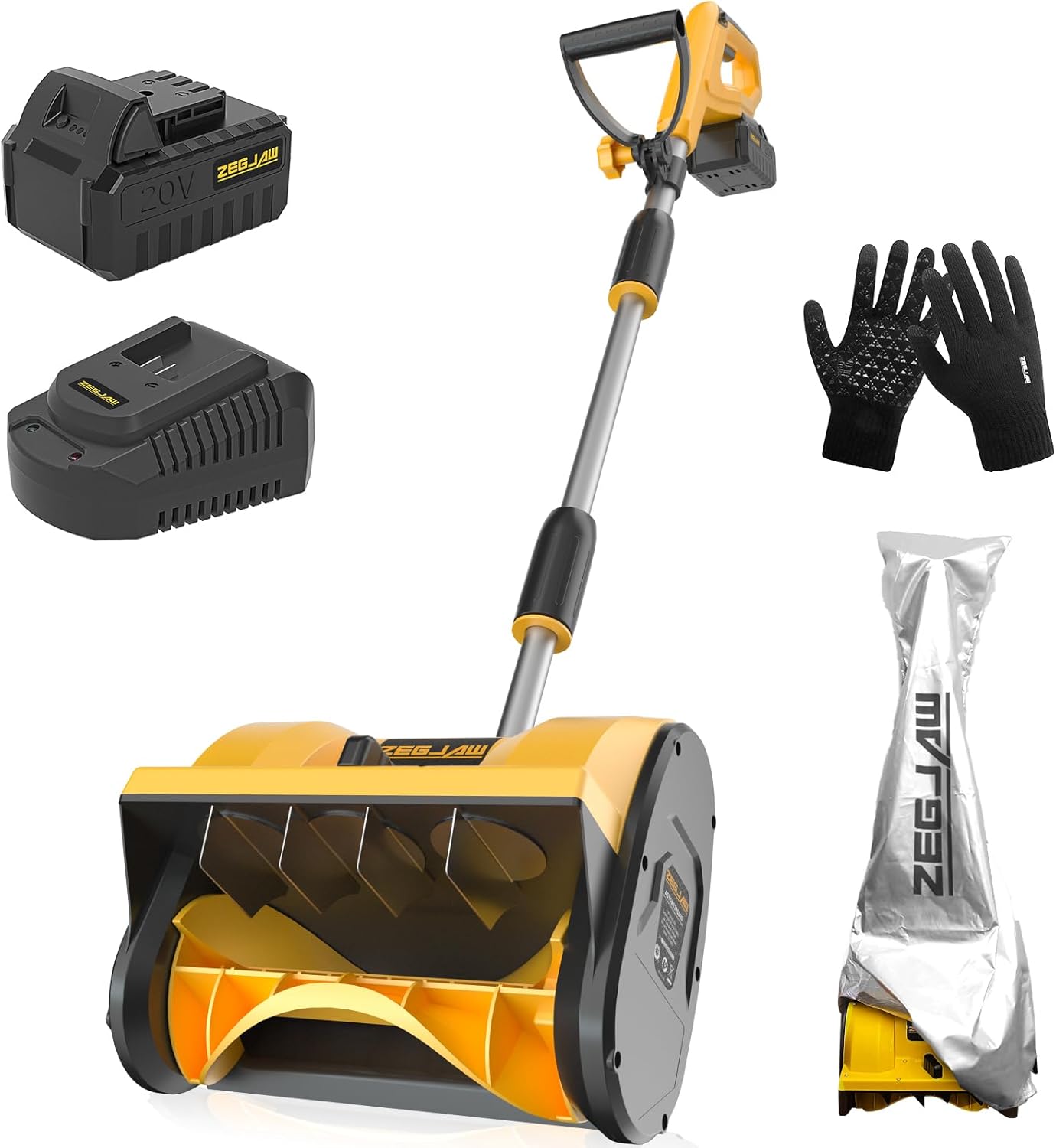 20V 12-Inch Electric Snow Shovel, Snow Blower Cordless with Directional Plate and Adjustable Front Handle (4-Ah Battery and Quick Charger Included)