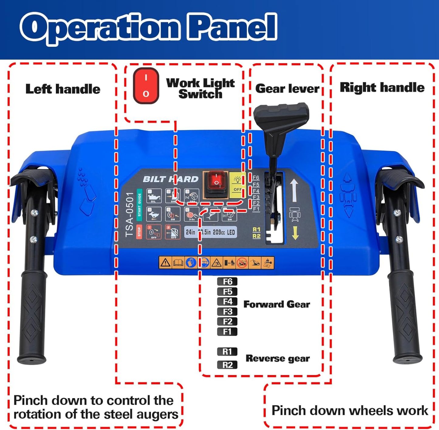 24 Inch Self-Propelled Snowblower Gas Powered, 209cc Gasoline Snow Blower with Electric Start and LED Headlight