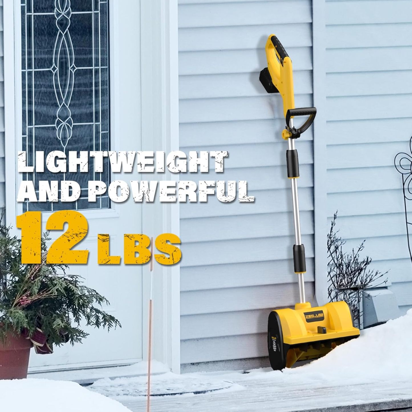 20V 12-Inch Electric Snow Shovel, Snow Blower Cordless with Directional Plate and Adjustable Front Handle (4-Ah Battery and Quick Charger Included)