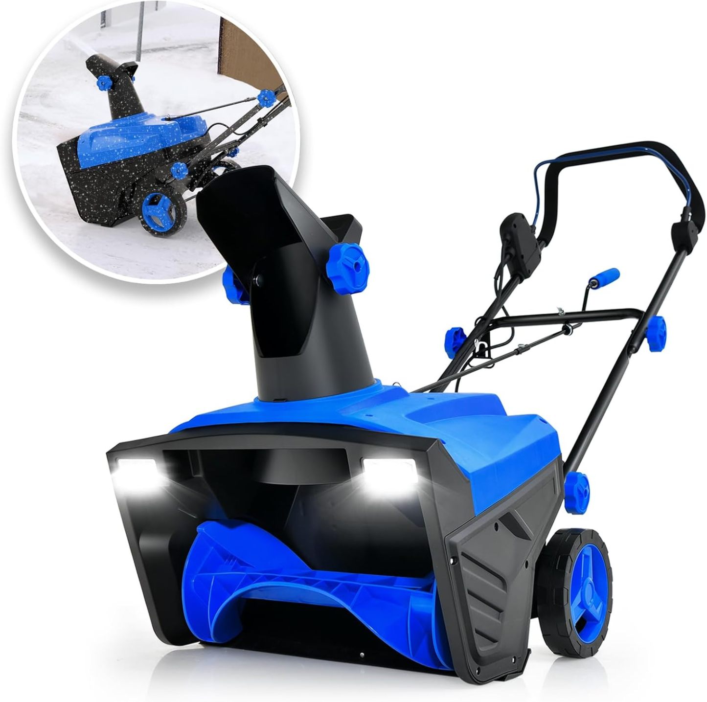 20” Corded Walk-Behind Snow Blower with 15 AMP Motor, 30 FT Throwing Distance, Directional Chute & Dual LED Lights, Electric Snow Thrower Shovel