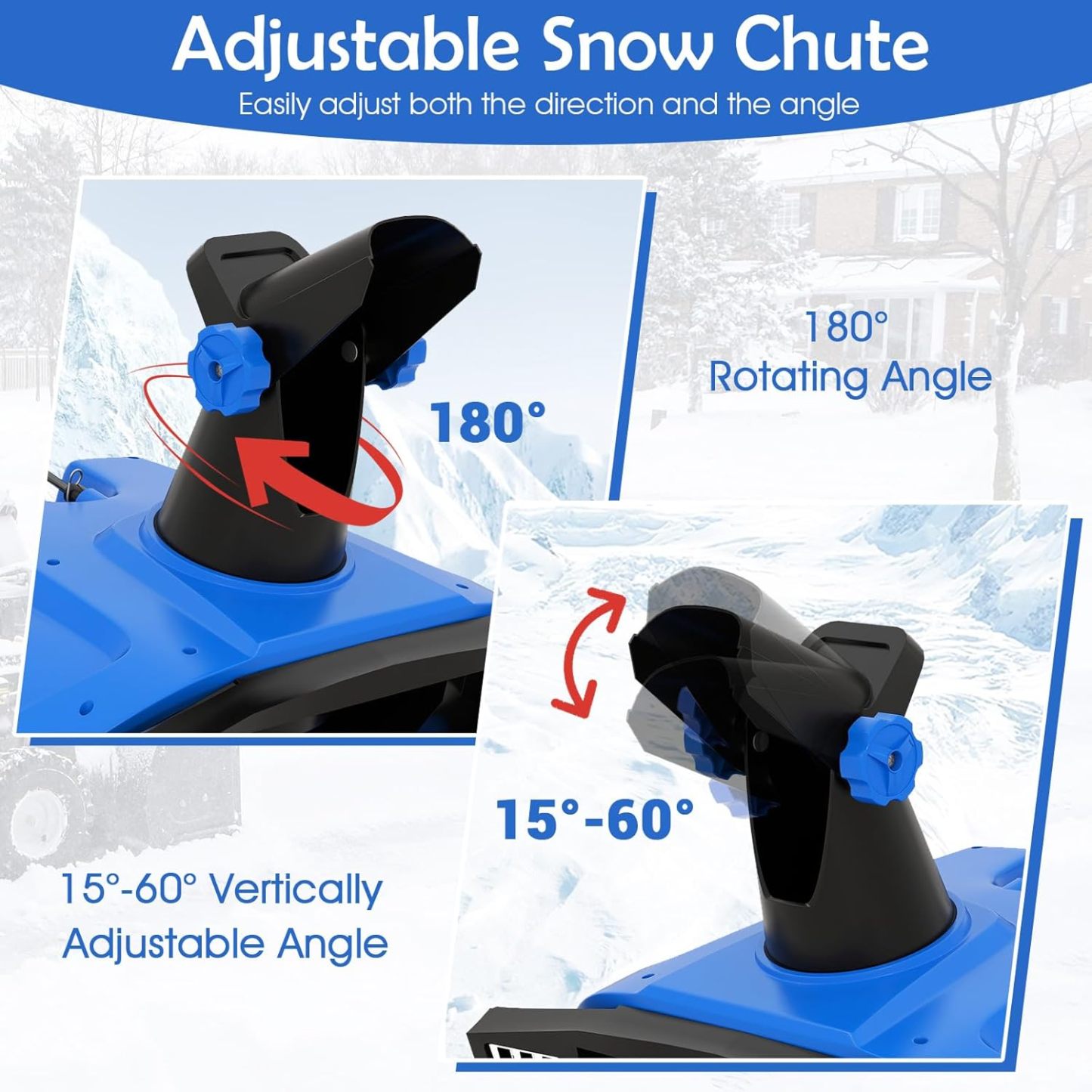 20” Corded Walk-Behind Snow Blower with 15 AMP Motor, 30 FT Throwing Distance, Directional Chute & Dual LED Lights, Electric Snow Thrower Shovel