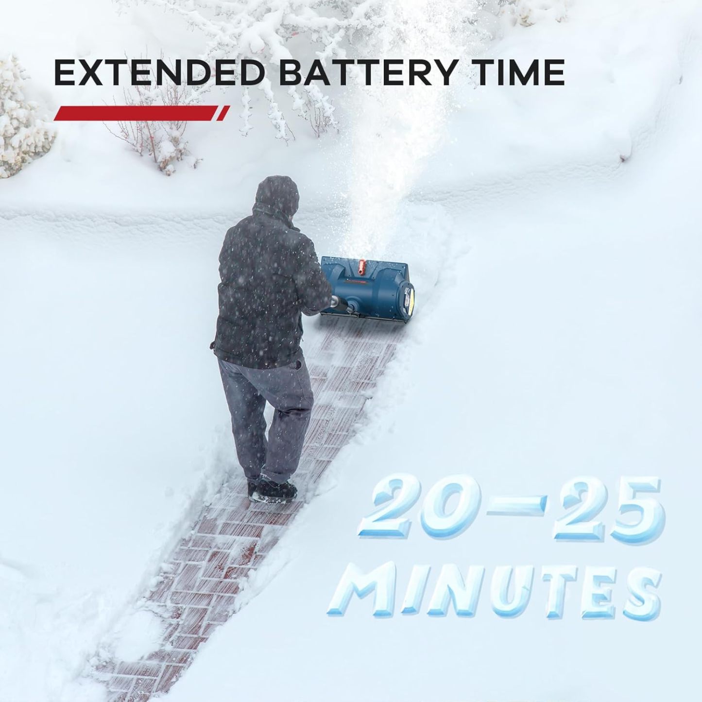 20V | 12-Inch | 4-Ah Cordless Snow Blower, Battery Powered Snow Blower with Directional Plate & Adjustable Front Handle (4-Ah Battery & Quick Charger Included)