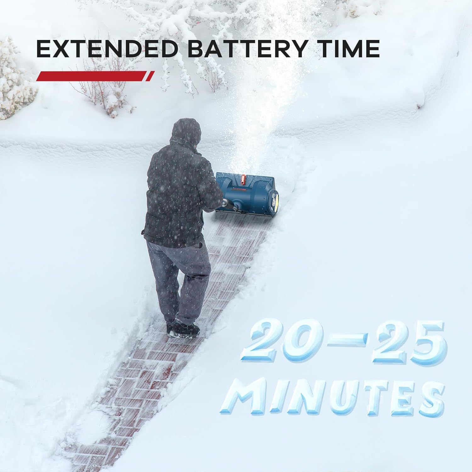 20V | 12-Inch | 4-Ah Cordless Snow Blower, Battery Powered Snow Blower with Directional Plate & Adjustable Front Handle (4-Ah Battery & Quick Charger Included)