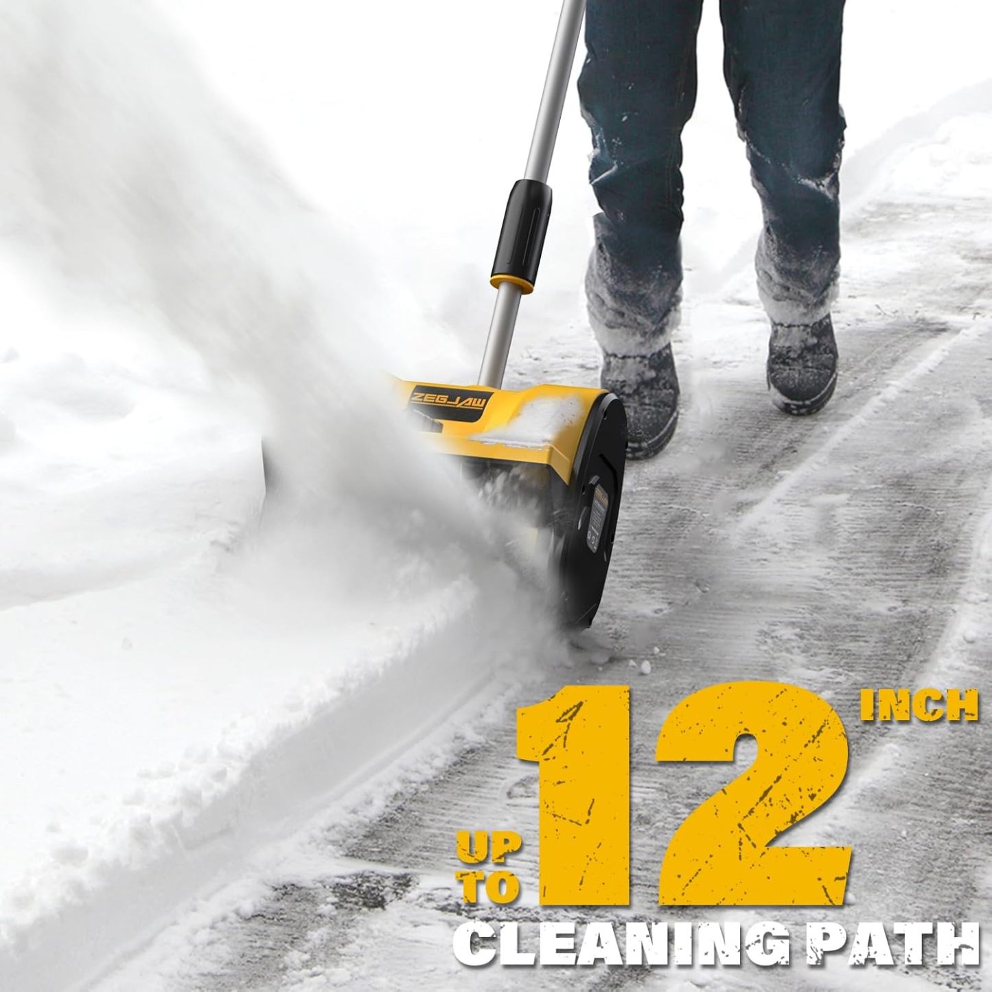 20V 12-Inch Electric Snow Shovel, Snow Blower Cordless with Directional Plate and Adjustable Front Handle (4-Ah Battery and Quick Charger Included)